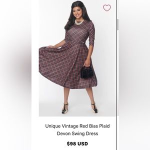 Unique Vintage brand plaid dress XL/14